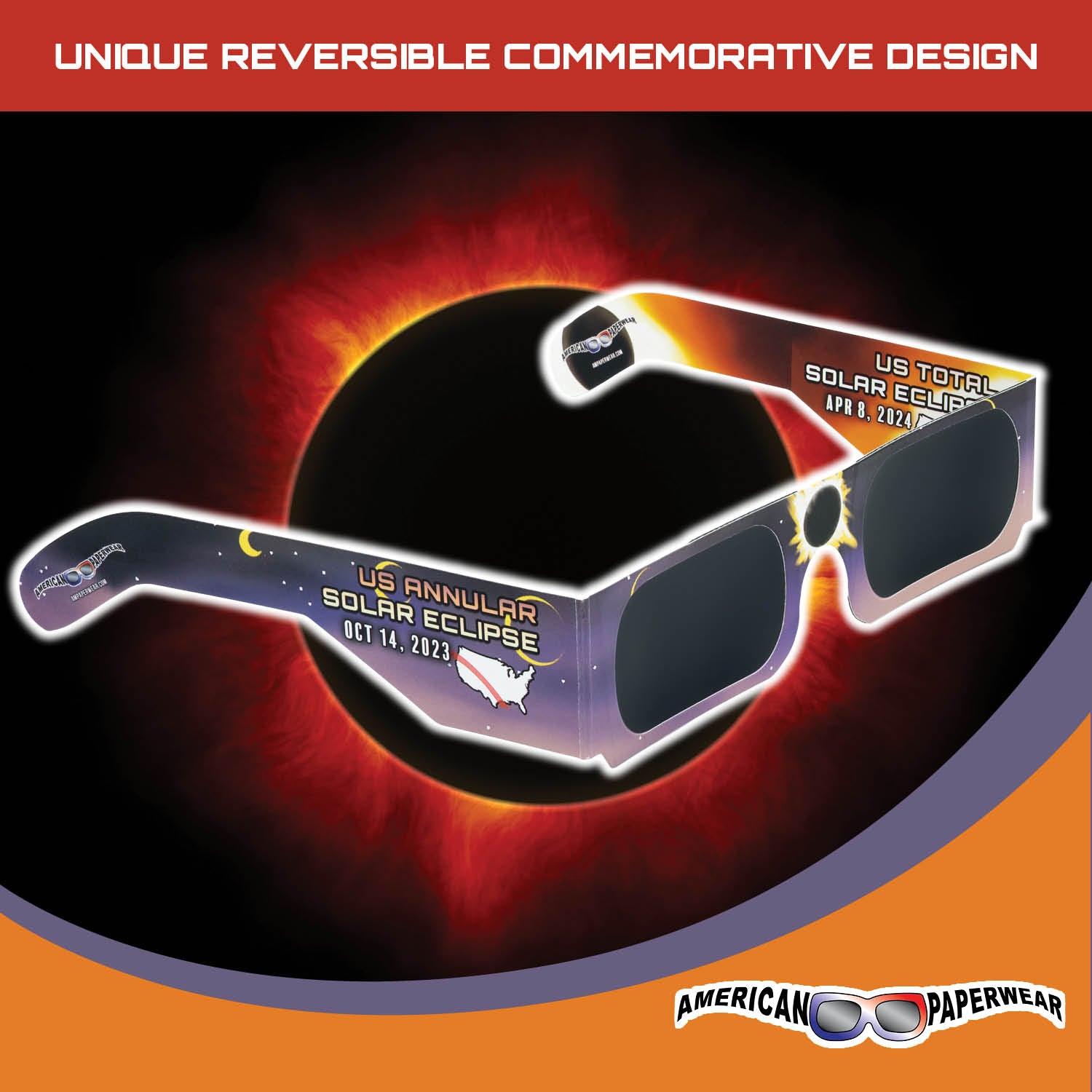 US Solar Eclipse Glasses for 2023-24, bulk purchase, 50-packs