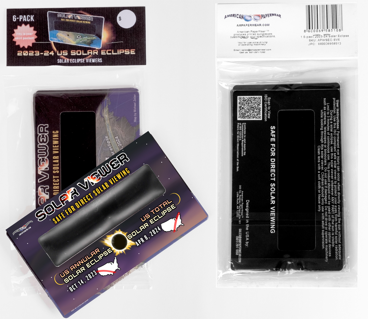 2023-24 US Solar Eclipse Viewers, retail ready 6-pack